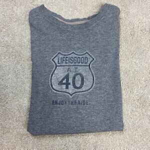 Life Is Good Gray "Life Is Good At 40 Enjoy The Ride" Graphic T-Shirt Size M